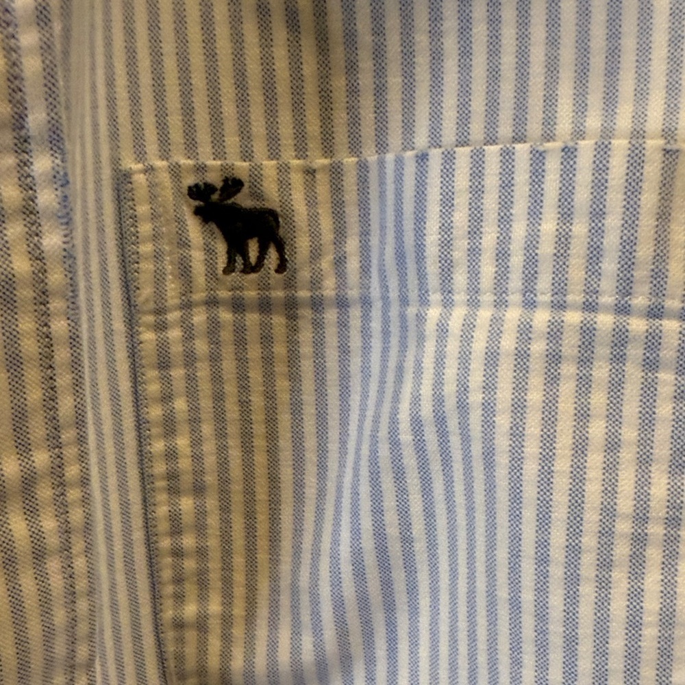 Abercrombie & Fitch Blue and White Striped Shirt size medium - Picture 3 of 8
